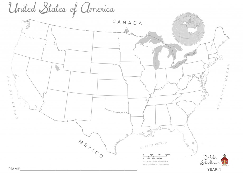 United States Blank Map - Catholic Schoolhouse